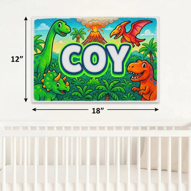 Coy Name Art - Dinosaur Adventure personalized wall print for kids