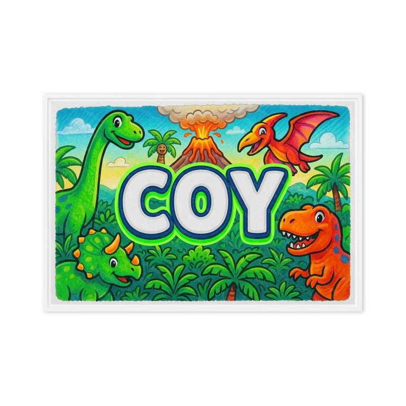 Coy Name Art - Dinosaur Adventure personalized wall print for kids
