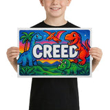 Creed Name Art - Dinosaur Adventure personalized wall print for kids