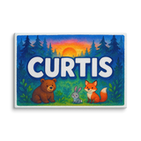 Curtis Name Art - Forest Friends personalized wall print for kids