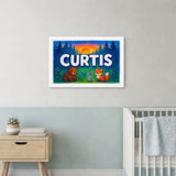 Curtis Name Art - Forest Friends personalized wall print for kids