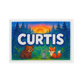Curtis Name Art - Forest Friends personalized wall print for kids