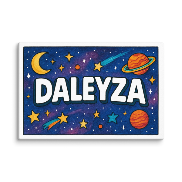 Space explorers themed name art featuring Daleyza