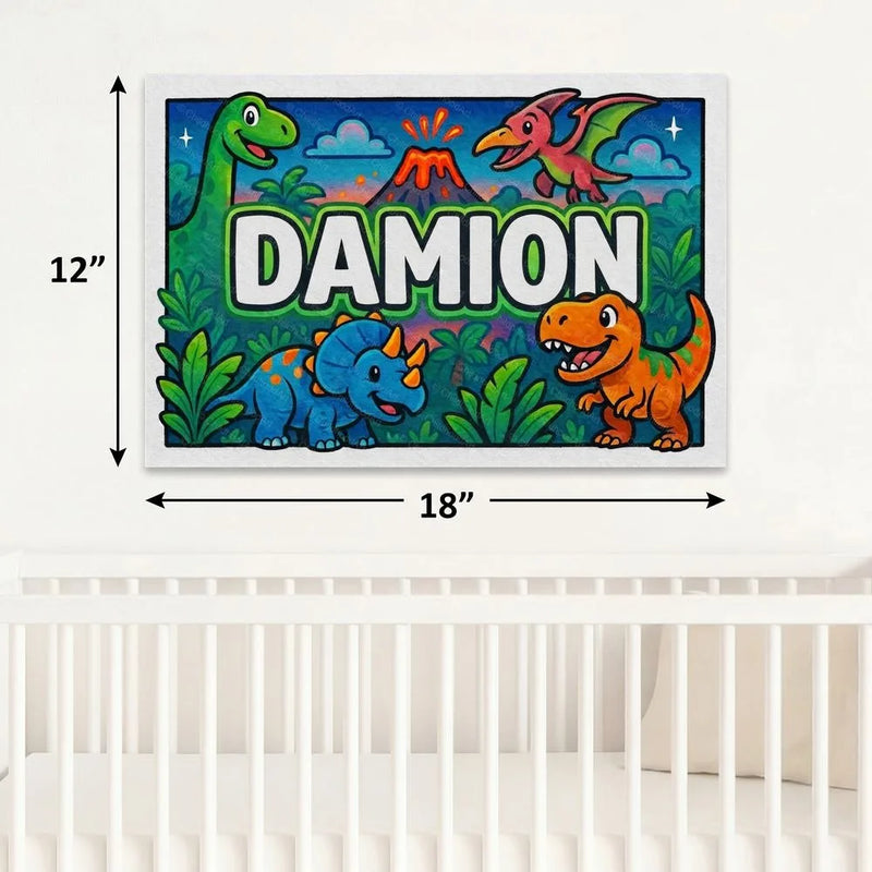 Damion Name Art - Dinosaur Adventure personalized wall print for kids