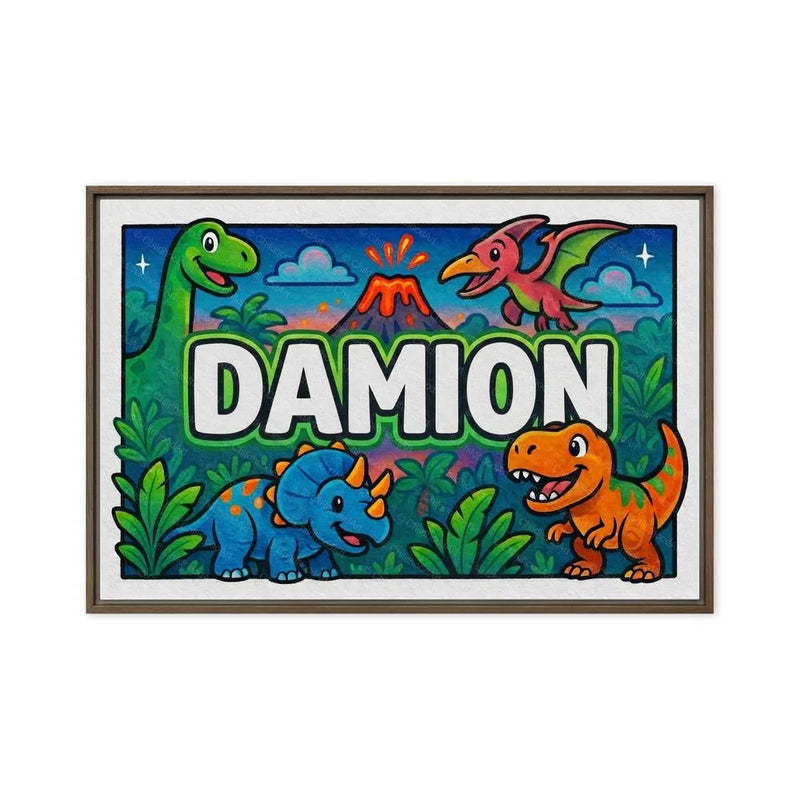 Damion Name Art - Dinosaur Adventure personalized wall print for kids