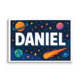 Daniel Name Art - Space Explorers personalized wall print for kids