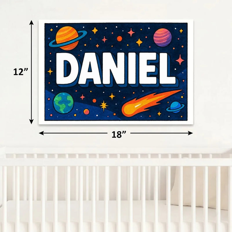 Daniel Name Art - Space Explorers personalized wall print for kids
