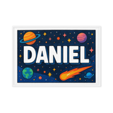 Daniel Name Art - Space Explorers personalized wall print for kids