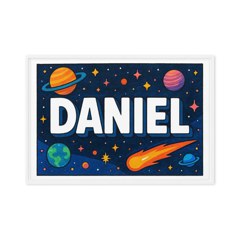 Daniel Name Art - Space Explorers personalized wall print for kids