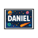 Daniel Name Art - Space Explorers personalized wall print for kids