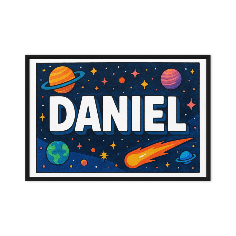 Daniel Name Art - Space Explorers personalized wall print for kids