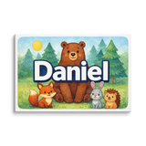 Daniel Name Art - Forest Friends personalized wall print for kids