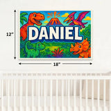 Daniel Name Art - Dinosaur Adventure personalized wall print for kids