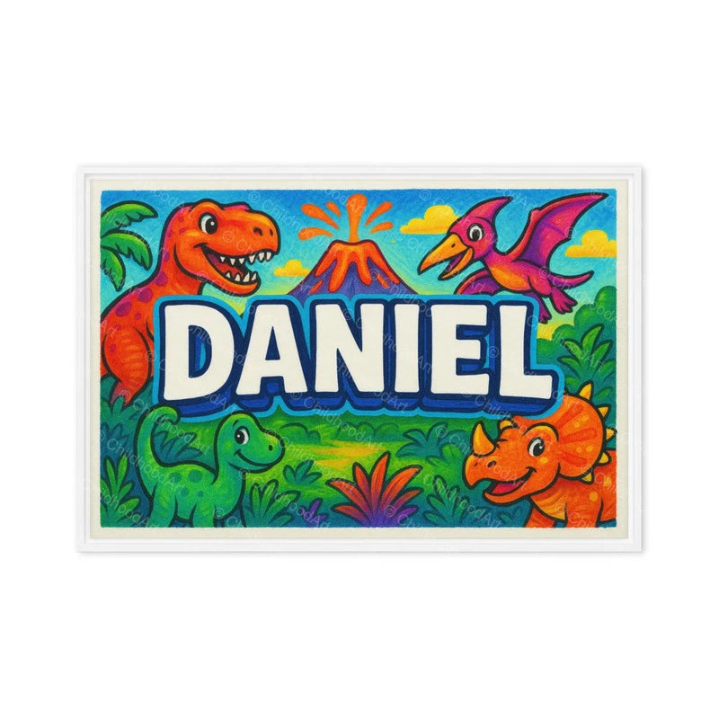 Daniel Name Art - Dinosaur Adventure personalized wall print for kids