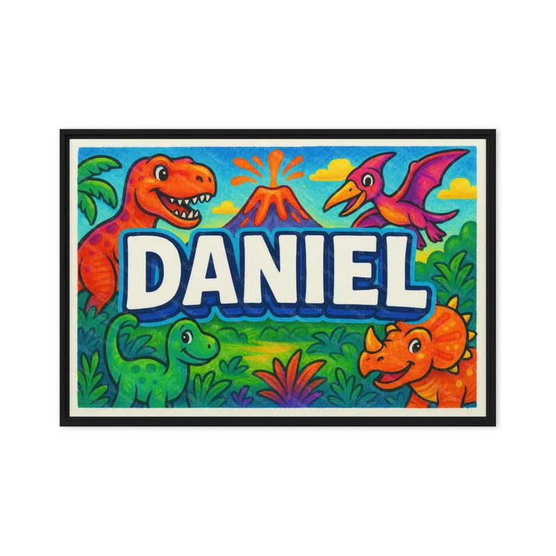 Daniel Name Art - Dinosaur Adventure personalized wall print for kids
