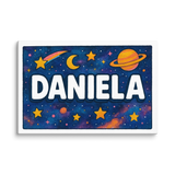 Daniela Name Art - Space Explorers personalized wall print for kids