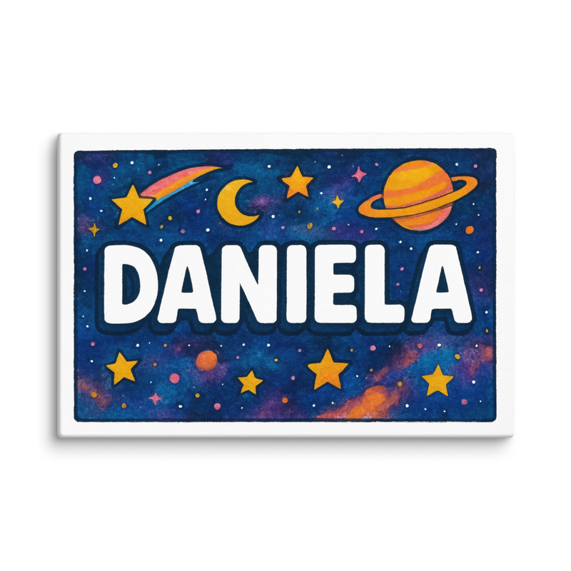 Daniela Name Art - Space Explorers personalized wall print for kids