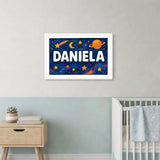 Daniela Name Art - Space Explorers personalized wall print for kids