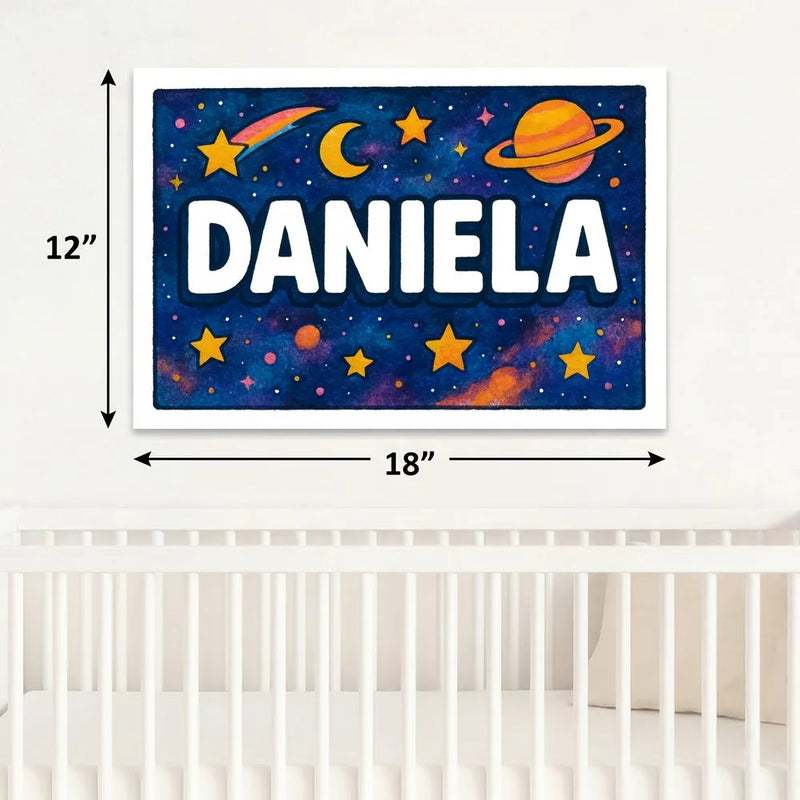 Daniela Name Art - Space Explorers personalized wall print for kids