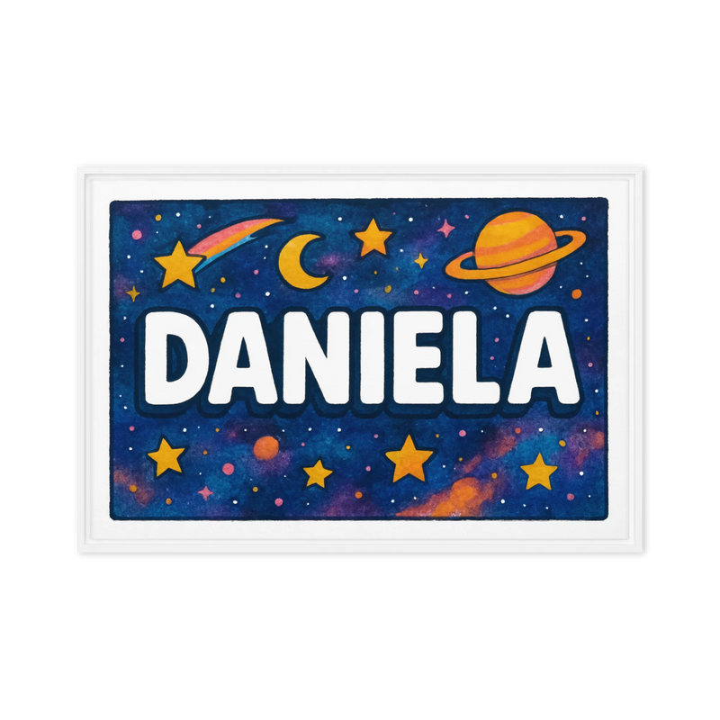 Daniela Name Art - Space Explorers personalized wall print for kids