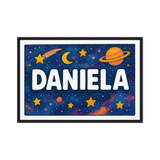 Daniela Name Art - Space Explorers personalized wall print for kids
