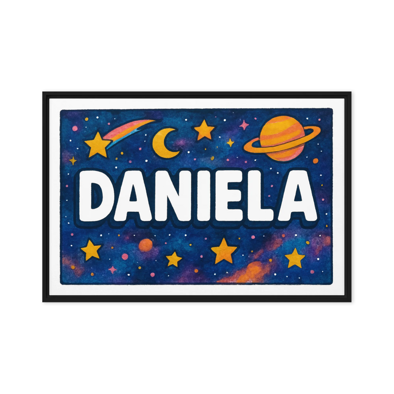 Daniela Name Art - Space Explorers personalized wall print for kids