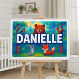 Danielle Name Art - Forest Friends personalized wall print for kids