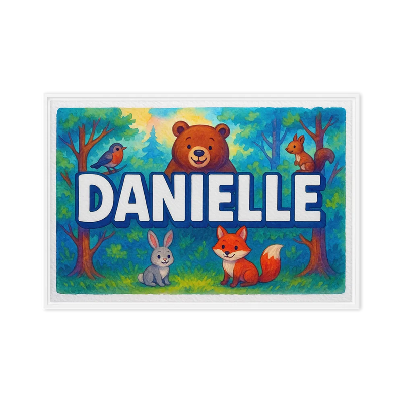 Danielle Name Art - Forest Friends personalized wall print for kids