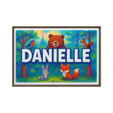 Danielle Name Art - Forest Friends personalized wall print for kids
