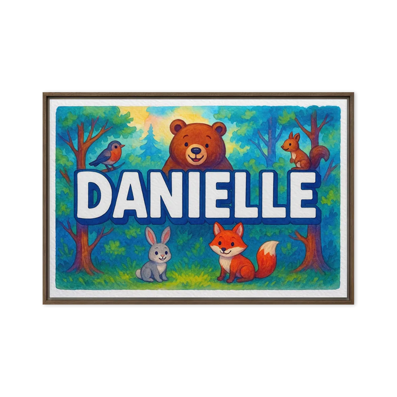 Danielle Name Art - Forest Friends personalized wall print for kids