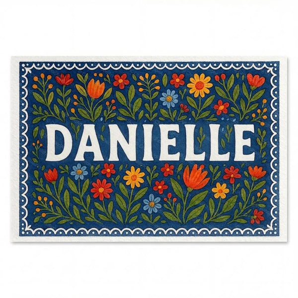Personalized Danielle name art print in the Floral farmhouse style