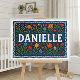 Danielle Name Art - Floral Farmhouse personalized wall print for kids