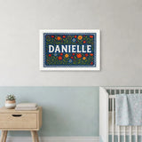 Danielle Name Art - Floral Farmhouse personalized wall print for kids