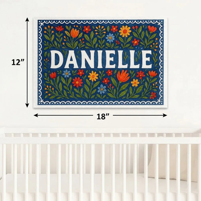 Danielle Name Art - Floral Farmhouse personalized wall print for kids