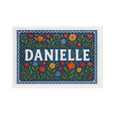 Danielle Name Art - Floral Farmhouse personalized wall print for kids