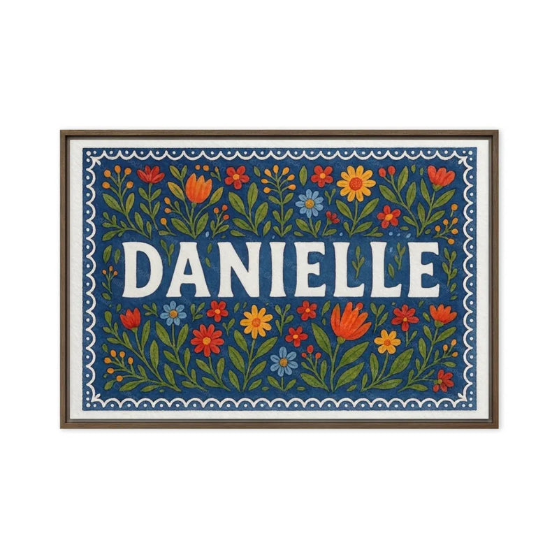 Danielle Name Art - Floral Farmhouse personalized wall print for kids