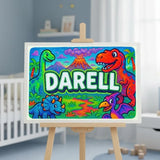 Darell Name Art - Dinosaur Adventure personalized wall print for kids