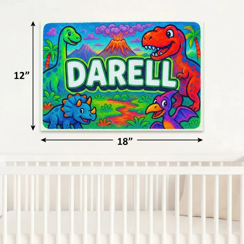 Darell Name Art - Dinosaur Adventure personalized wall print for kids