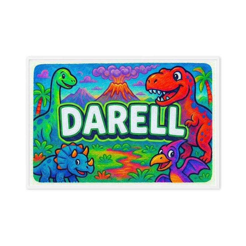 Darell Name Art - Dinosaur Adventure personalized wall print for kids