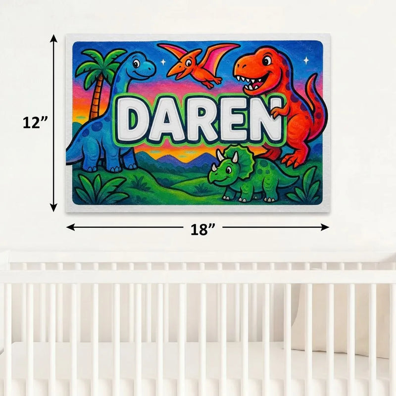 Daren Name Art - Dinosaur Adventure personalized wall print for kids