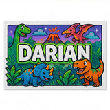 Darian Name Art - Dinosaur Adventure personalized wall print for kids