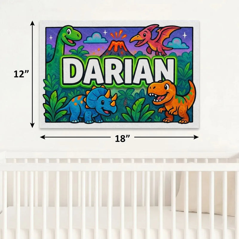Darian Name Art - Dinosaur Adventure personalized wall print for kids