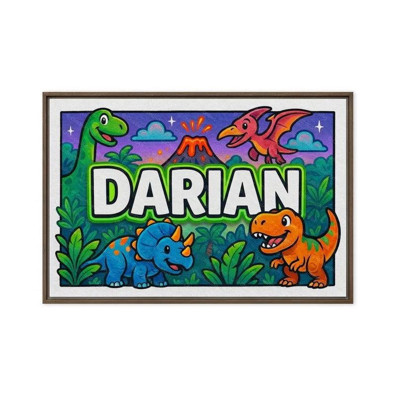 Darian Name Art - Dinosaur Adventure personalized wall print for kids
