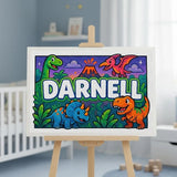 Darnell Name Art - Dinosaur Adventure personalized wall print for kids