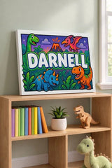 Darnell Name Art - Dinosaur Adventure personalized wall print for kids