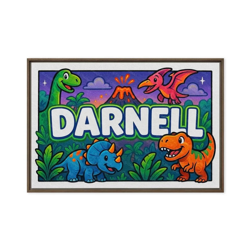 Darnell Name Art - Dinosaur Adventure personalized wall print for kids