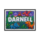 Darnell Name Art - Dinosaur Adventure personalized wall print for kids