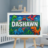 Dashawn Name Art - Dinosaur Adventure personalized wall print for kids