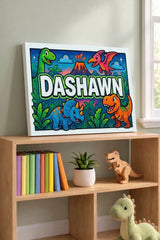 Dashawn Name Art - Dinosaur Adventure personalized wall print for kids