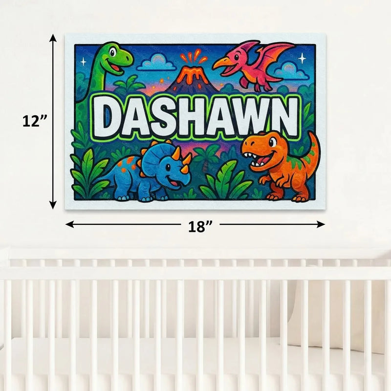 Dashawn Name Art - Dinosaur Adventure personalized wall print for kids